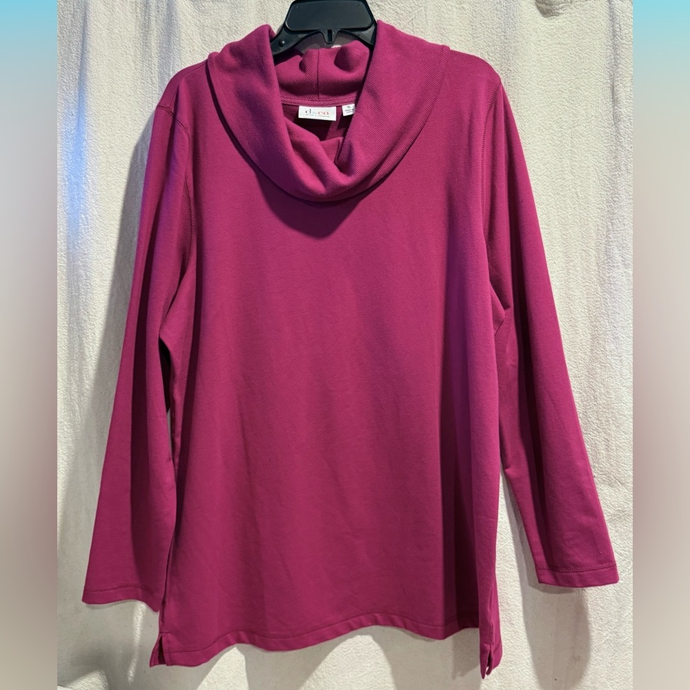 Denim&Co Magenta Cowl Neck Sweater